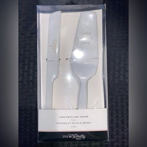 Style Me Pretty Cake Knife And Server Set White Gold